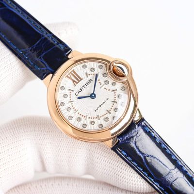 TW Factory Cartier 33/36MM Crocodile Leather Blue Bracelet Automatic Movement Couple Watch